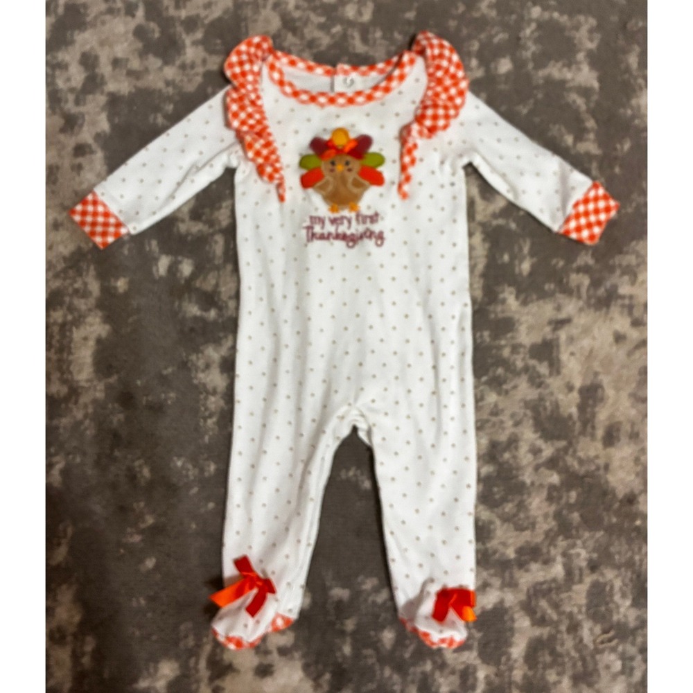 Baby Essentials Baby Girl First Thanksgiving One-Piece Footed Sleeper 6 Months